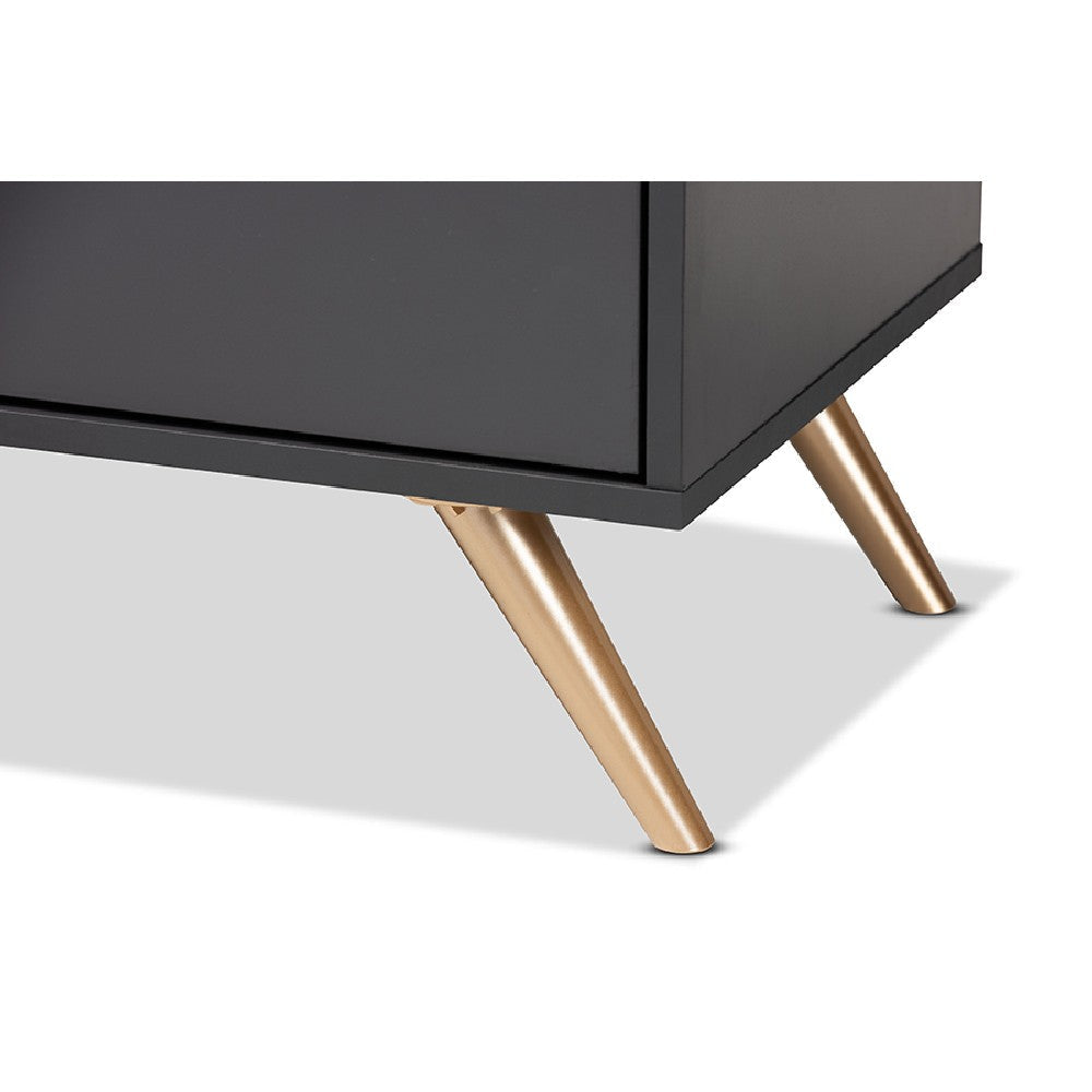 Baxton Studio Kelson Modern and Contemporary Dark Grey and Gold Finished Wood 6-Drawer Dresser WHI-LV19COD19231-Dark-Grey-6DW-Dresser