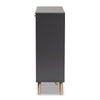 Baxton Studio Kelson Modern and Contemporary Dark Grey and Gold Finished Wood 3-Door Shoe Cabinet WHI-LV19SC1915-Dark-Grey-Shoe-Cabinet