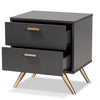 Baxton Studio Kelson Modern and Contemporary Dark Grey and Gold Finished Wood 2-Drawer Nightstand WHI-LV19ST1924-Dark-Grey-NS