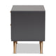 Baxton Studio Kelson Modern and Contemporary Dark Grey and Gold Finished Wood 2-Drawer Nightstand WHI-LV19ST1924-Dark-Grey-NS