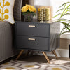 Baxton Studio Kelson Modern and Contemporary Dark Grey and Gold Finished Wood 2-Drawer Nightstand WHI-LV19ST1924-Dark-Grey-NS