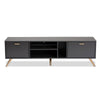 Baxton Studio Kelson Modern and Contemporary Dark Grey and Gold Finished Wood TV Stand WHI-LV19TV1912-Dark-Grey-TV