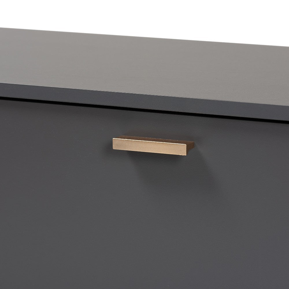 Baxton Studio Kelson Modern and Contemporary Dark Grey and Gold Finished Wood TV Stand WHI-LV19TV1912-Dark-Grey-TV