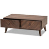 Baxton Studio Hartman Mid-Century Modern Walnut Brown Finished Wood Coffee Table WHI-LV23CFT23140WI-Columbia-CT