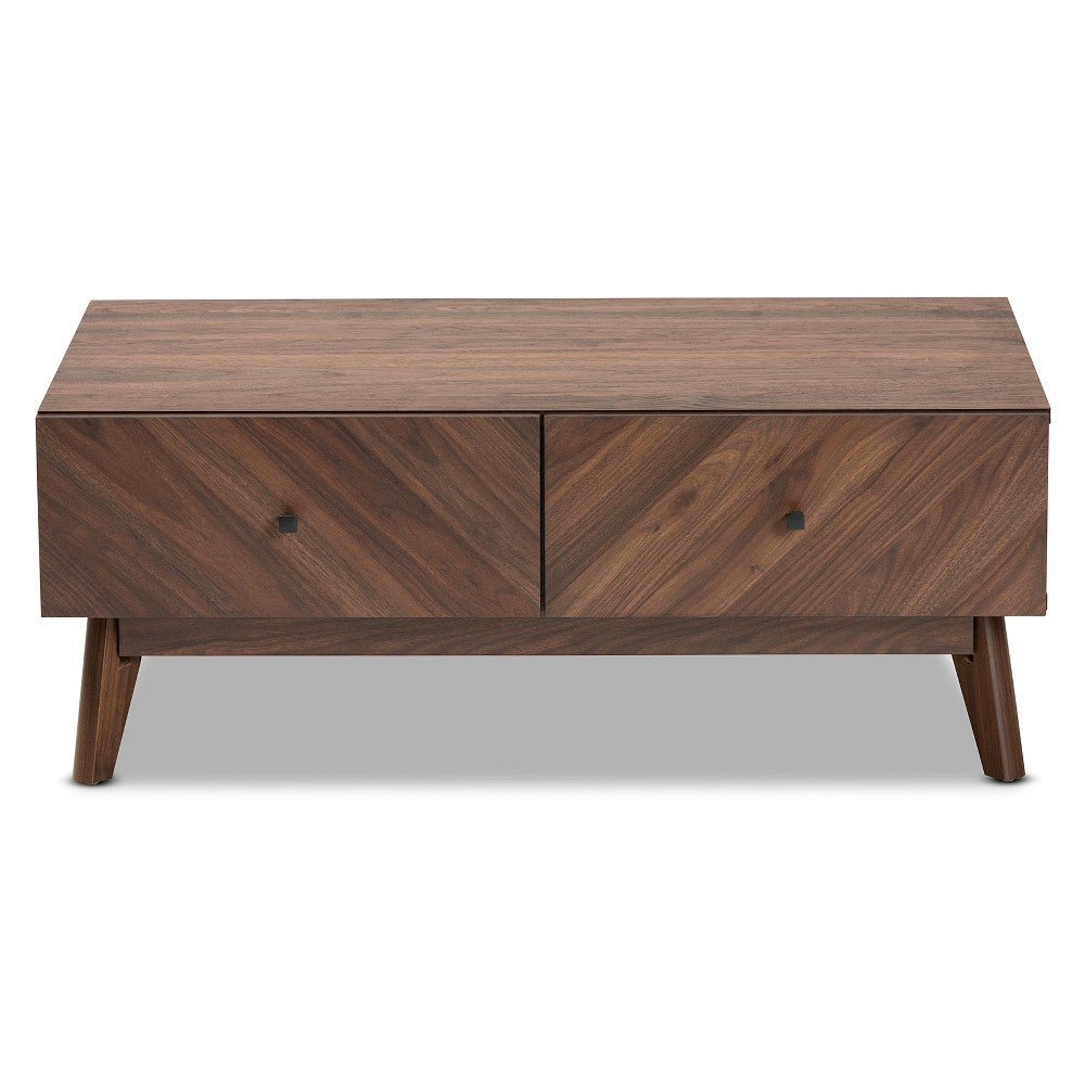 Baxton Studio Hartman Mid-Century Modern Walnut Brown Finished Wood Coffee Table WHI-LV23CFT23140WI-Columbia-CT