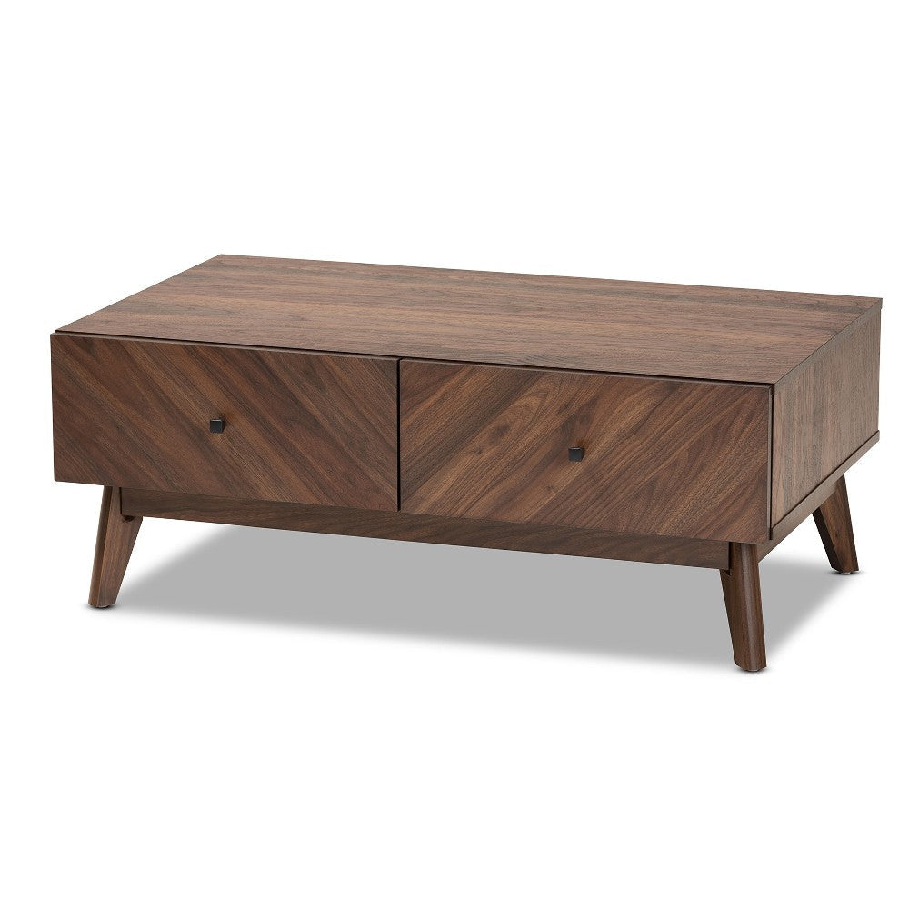 Baxton Studio Hartman Mid-Century Modern Walnut Brown Finished Wood Coffee Table WHI-LV23CFT23140WI-Columbia-CT