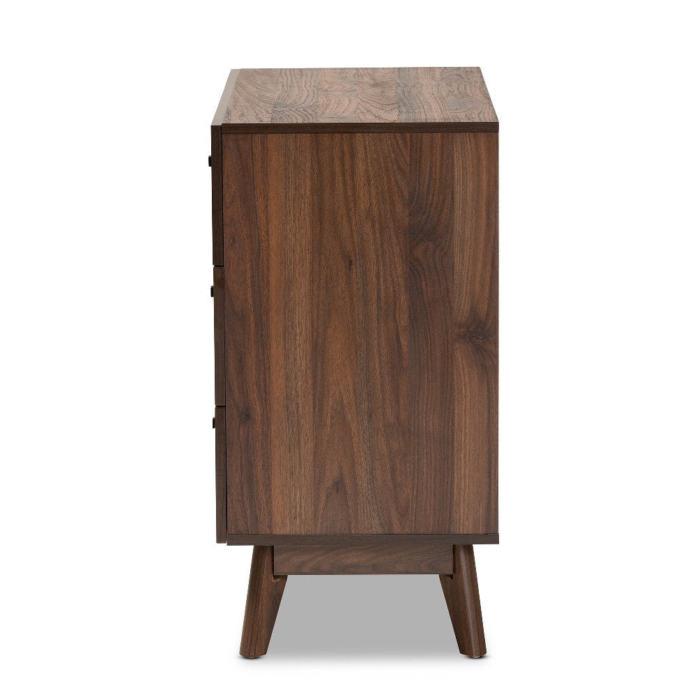 Baxton Studio Hartman Mid-Century Modern Walnut Brown Finished Wood 3-Drawer Storage Chest WHI-LV23COD23230WI-Columbia-3DW-Chest