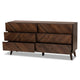 Baxton Studio Hartman Mid-Century Modern Walnut Brown Finished Wood 6-Drawer Dresser WHI-LV23COD23232WI-Columbia-6DW-Dresser