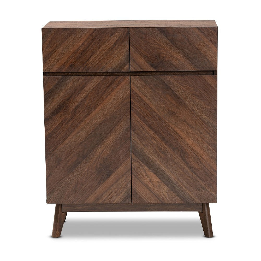 Baxton Studio Hartman Mid-Century Modern Walnut Brown Finished Wood Shoe Cabinet WHI-LV23SC23150WI-Columbia-Shoe-Cabinet