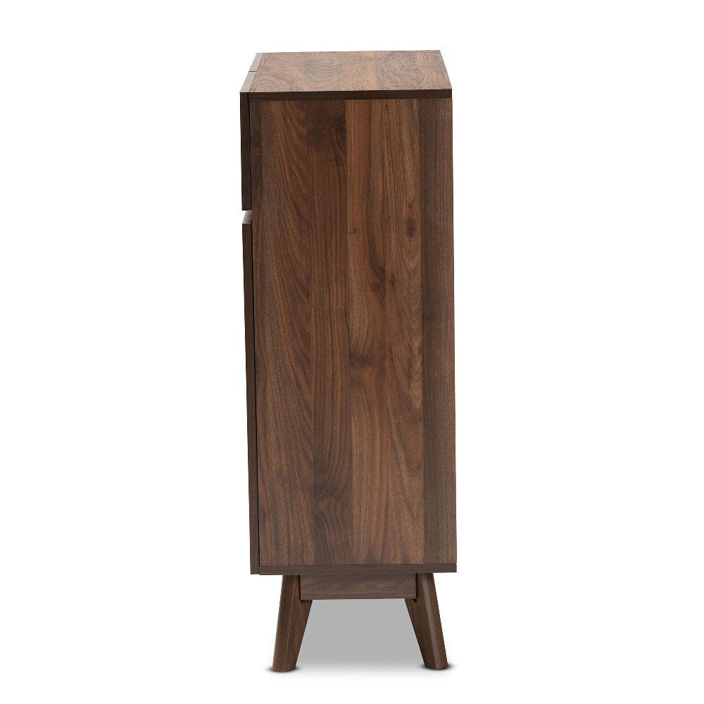 Baxton Studio Hartman Mid-Century Modern Walnut Brown Finished Wood Shoe Cabinet WHI-LV23SC23150WI-Columbia-Shoe-Cabinet