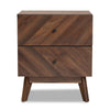 Baxton Studio Hartman Mid-Century Modern Walnut Brown Finished Wood 2-Drawer Nightstand WHI-LV23ST2324WI-Columbia-NS