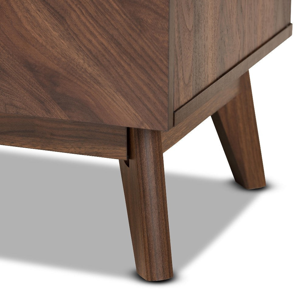 Baxton Studio Hartman Mid-Century Modern Walnut Brown Finished Wood 2-Drawer Nightstand WHI-LV23ST2324WI-Columbia-NS