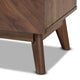 Baxton Studio Hartman Mid-Century Modern Walnut Brown Finished Wood 2-Drawer Nightstand WHI-LV23ST2324WI-Columbia-NS
