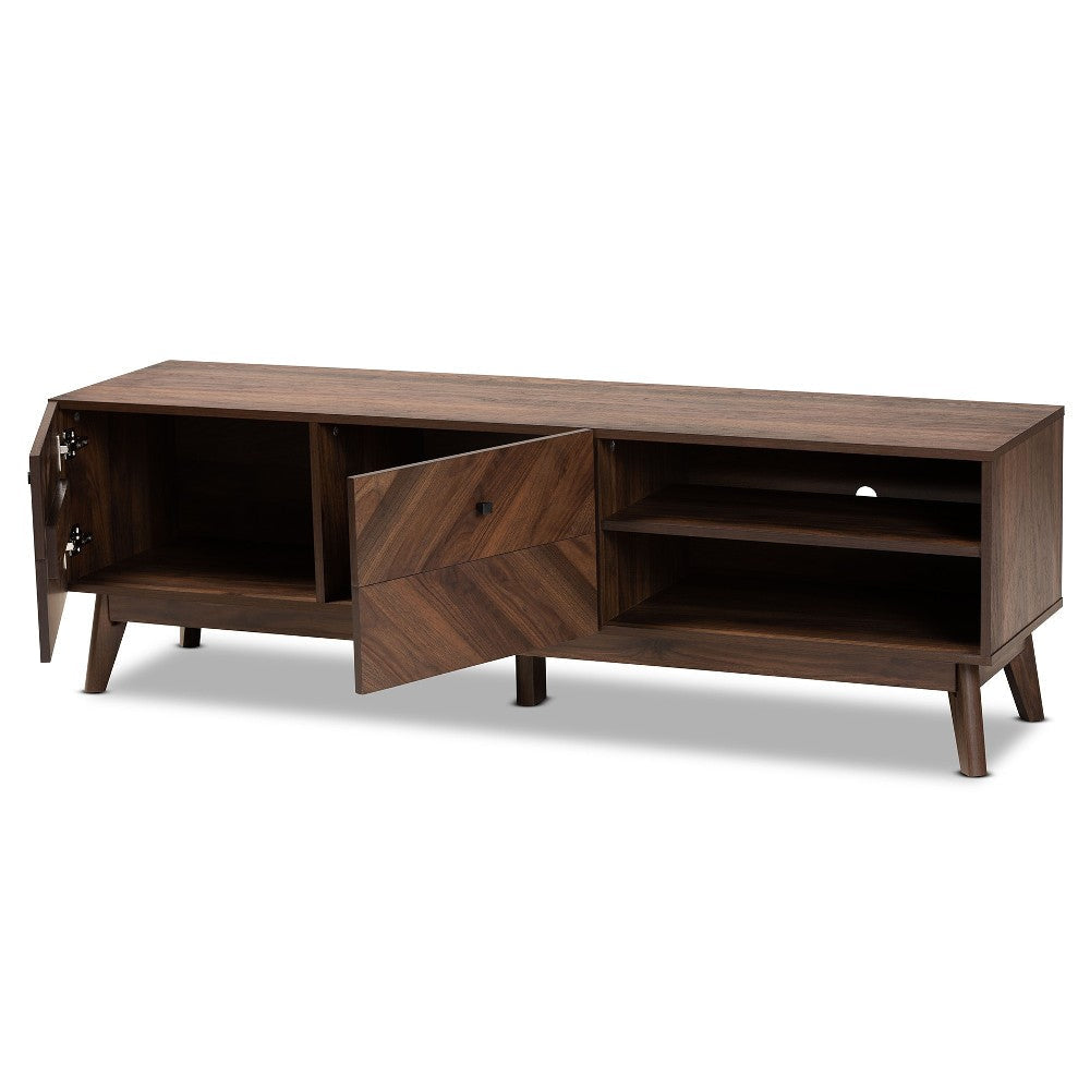 Baxton Studio Hartman Mid-Century Modern Walnut Brown Finished Wood TV Stand WHI-LV23TV2312WI-Columbia-TV