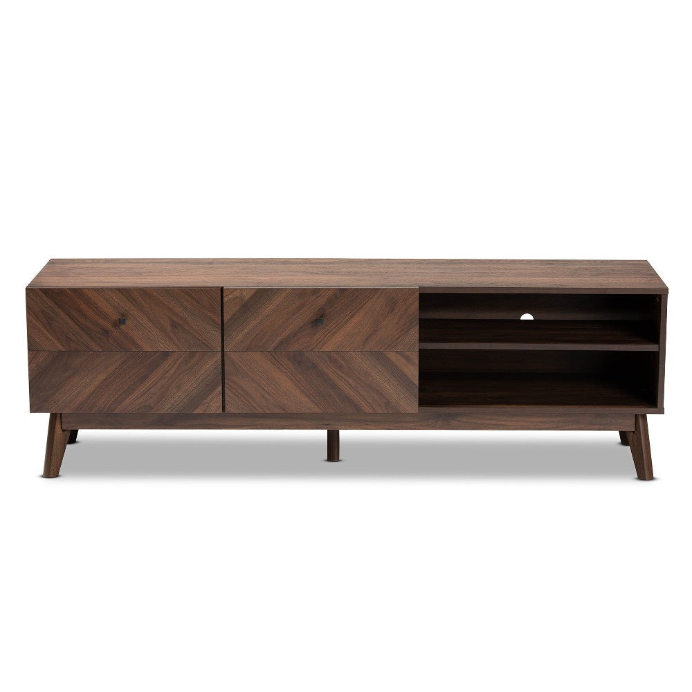 Baxton Studio Hartman Mid-Century Modern Walnut Brown Finished Wood TV Stand WHI-LV23TV2312WI-Columbia-TV