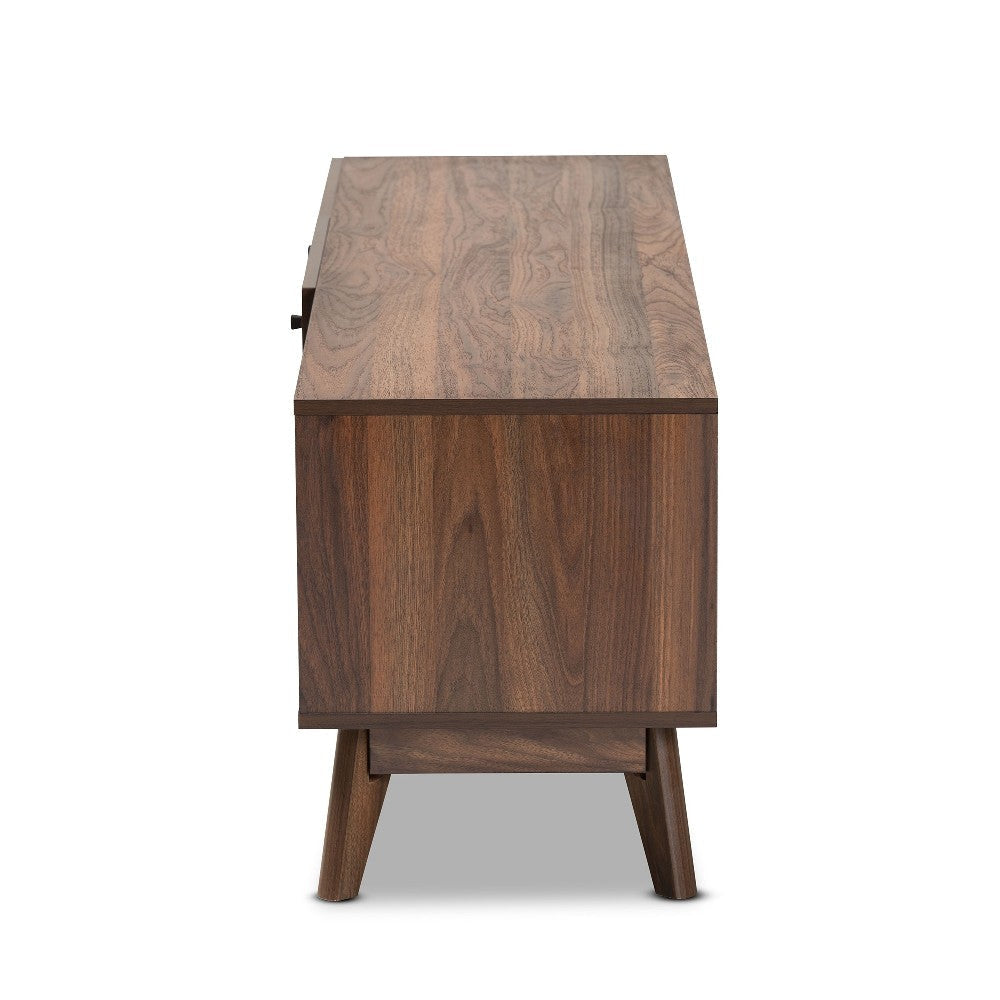 Baxton Studio Hartman Mid-Century Modern Walnut Brown Finished Wood TV Stand WHI-LV23TV2312WI-Columbia-TV