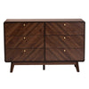Baxton Studio Markell Mid-Century Modern Transitional Walnut Brown Finished Wood 6-Drawer Dresser WHI-LV44COD44231WI-CLB-6DW-Dresser