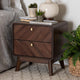 Baxton Studio Markell Mid-Century Transitional Walnut Brown Finished Wood 2-Drawer Nightstand WHI-LV44ST4424WI-CLB-NS