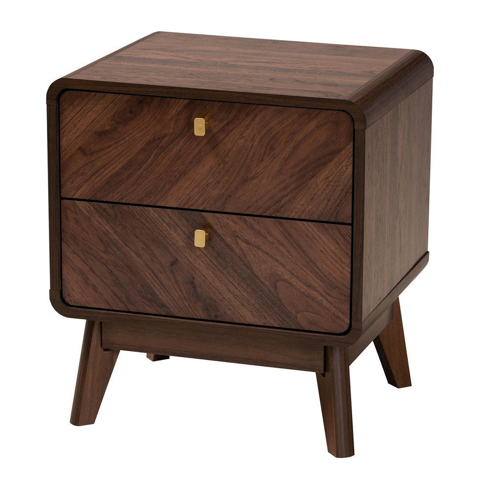 Baxton Studio Markell Mid-Century Transitional Walnut Brown Finished Wood 2-Drawer Nightstand WHI-LV44ST4424WI-CLB-NS