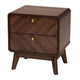 Baxton Studio Markell Mid-Century Transitional Walnut Brown Finished Wood 2-Drawer Nightstand WHI-LV44ST4424WI-CLB-NS