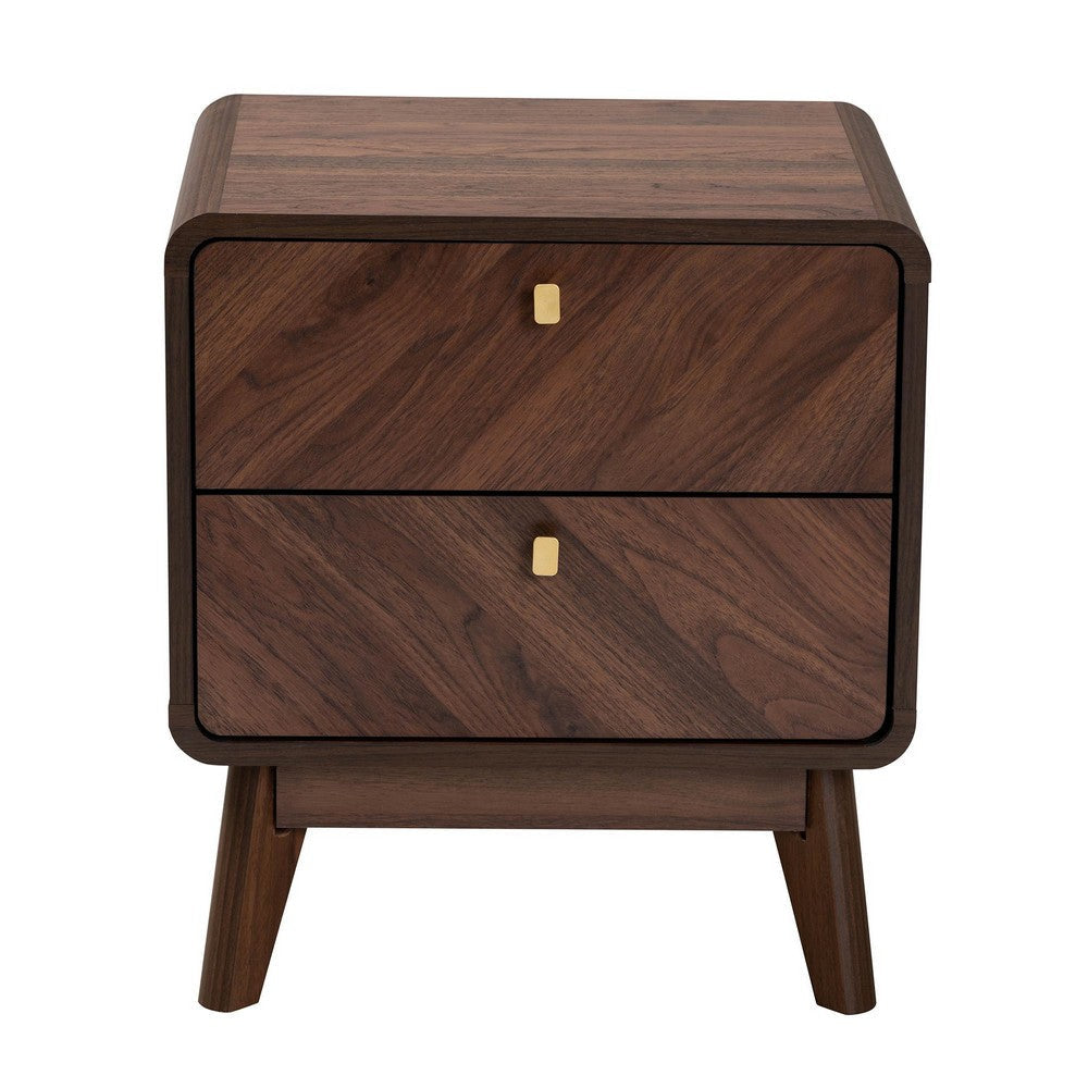 Baxton Studio Markell Mid-Century Transitional Walnut Brown Finished Wood 2-Drawer Nightstand WHI-LV44ST4424WI-CLB-NS