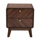 Baxton Studio Markell Mid-Century Transitional Walnut Brown Finished Wood 2-Drawer Nightstand WHI-LV44ST4424WI-CLB-NS