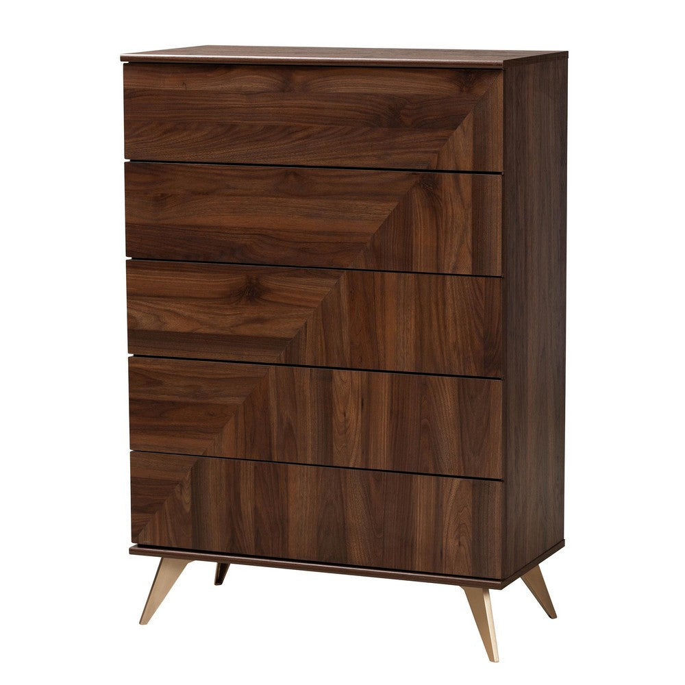 Baxton Studio Graceland Mid-Century Modern Transitional Walnut Brown Finished Wood 5-Drawer Storage Chest WHI-LV45COD4523WI-CLB-5DW-Chest