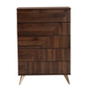 Baxton Studio Graceland Mid-Century Modern Transitional Walnut Brown Finished Wood 5-Drawer Storage Chest WHI-LV45COD4523WI-CLB-5DW-Chest