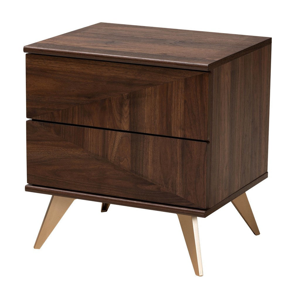 Baxton Studio Graceland Mid-Century Modern Transitional Walnut Brown Finished Wood 2-Drawer Nightstand WHI-LV45ST4524WI-CLB-NS