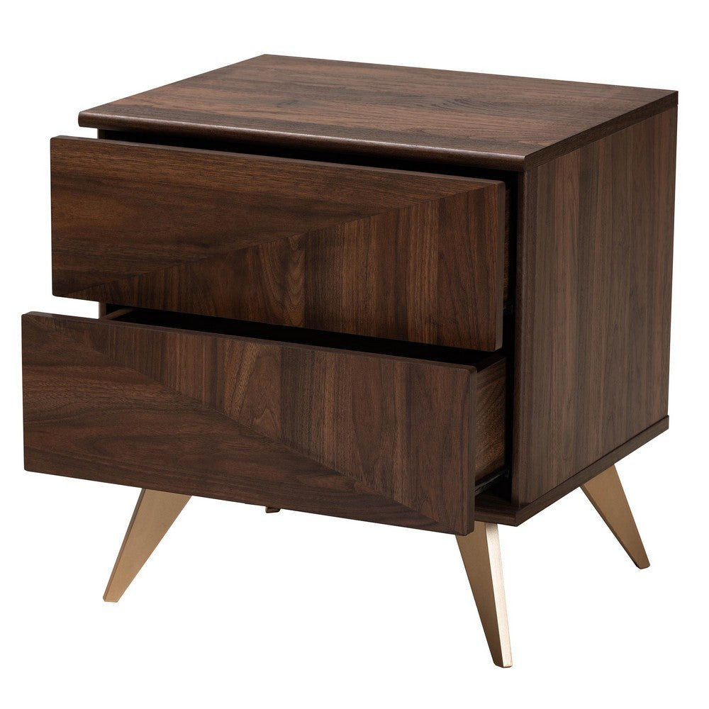 Baxton Studio Graceland Mid-Century Modern Transitional Walnut Brown Finished Wood 2-Drawer Nightstand WHI-LV45ST4524WI-CLB-NS