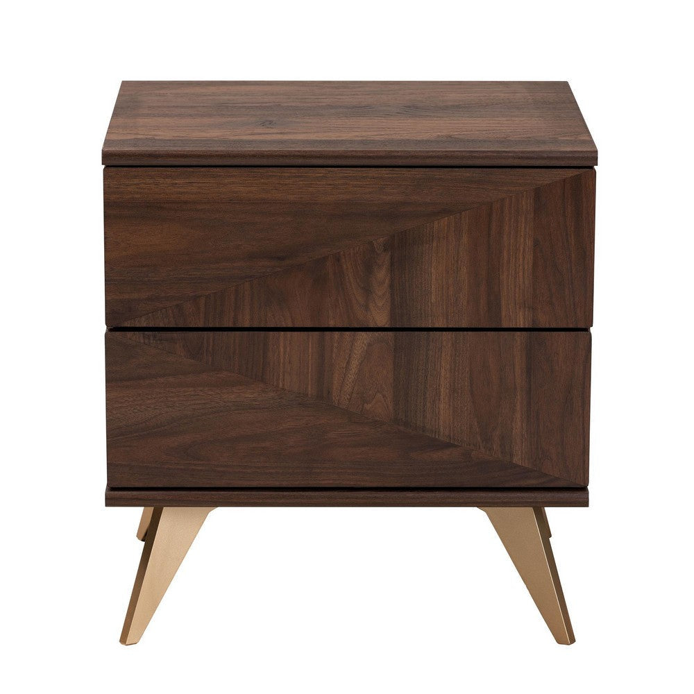 Baxton Studio Graceland Mid-Century Modern Transitional Walnut Brown Finished Wood 2-Drawer Nightstand WHI-LV45ST4524WI-CLB-NS