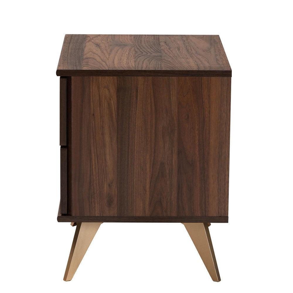 Baxton Studio Graceland Mid-Century Modern Transitional Walnut Brown Finished Wood 2-Drawer Nightstand WHI-LV45ST4524WI-CLB-NS