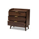 Baxton Studio Lena Mid-Century Modern Walnut Brown Finished 3-Drawer Wood Chest WHI-LV4COD4230WI-Columbia-3DW-Chest