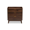 Baxton Studio Lena Mid-Century Modern Walnut Brown Finished 3-Drawer Wood Chest WHI-LV4COD4230WI-Columbia-3DW-Chest