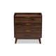 Baxton Studio Lena Mid-Century Modern Walnut Brown Finished 3-Drawer Wood Chest WHI-LV4COD4230WI-Columbia-3DW-Chest