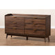 Baxton Studio Lena Mid-Century Modern Walnut Brown Finished 6-Drawer Wood Dresser WHI-LV4COD4231WI-Columbia-6DW-Dresser
