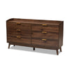 Baxton Studio Lena Mid-Century Modern Walnut Brown Finished 6-Drawer Wood Dresser WHI-LV4COD4231WI-Columbia-6DW-Dresser