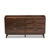 Baxton Studio Lena Mid-Century Modern Walnut Brown Finished 6-Drawer Wood Dresser WHI-LV4COD4231WI-Columbia-6DW-Dresser