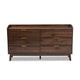Baxton Studio Lena Mid-Century Modern Walnut Brown Finished 6-Drawer Wood Dresser WHI-LV4COD4231WI-Columbia-6DW-Dresser
