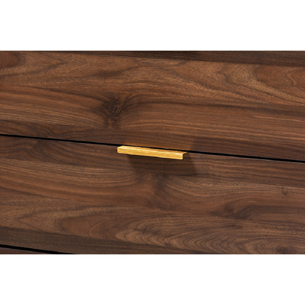 Baxton Studio Lena Mid-Century Modern Walnut Brown Finished 6-Drawer Wood Dresser WHI-LV4COD4231WI-Columbia-6DW-Dresser