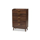Baxton Studio Lena Mid-Century Modern Walnut Brown Finished 5-Drawer Wood Chest WHI-LV4COD4232WI-Columbia-5DW-Chest