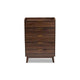 Baxton Studio Lena Mid-Century Modern Walnut Brown Finished 5-Drawer Wood Chest WHI-LV4COD4232WI-Columbia-5DW-Chest