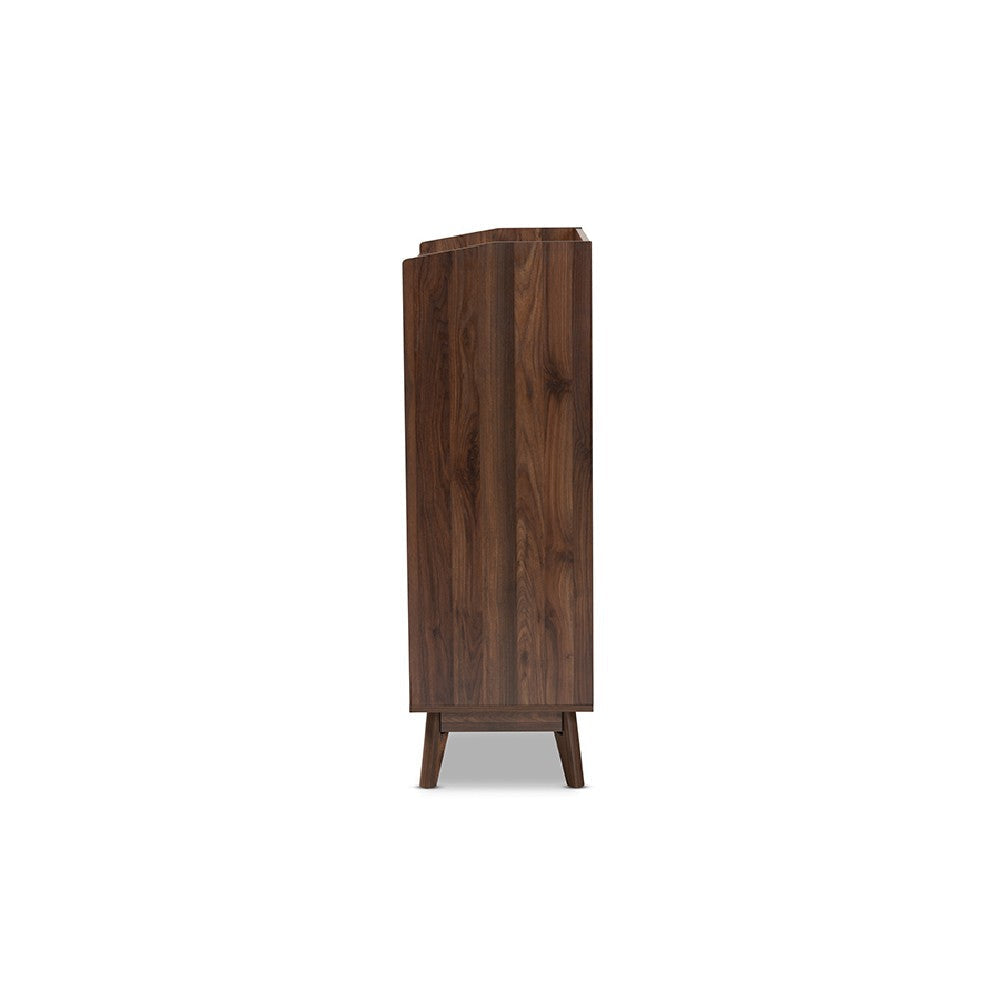 Baxton Studio Lena Mid-Century Modern Walnut Brown Finished 5-Drawer Wood Chest WHI-LV4COD4232WI-Columbia-5DW-Chest