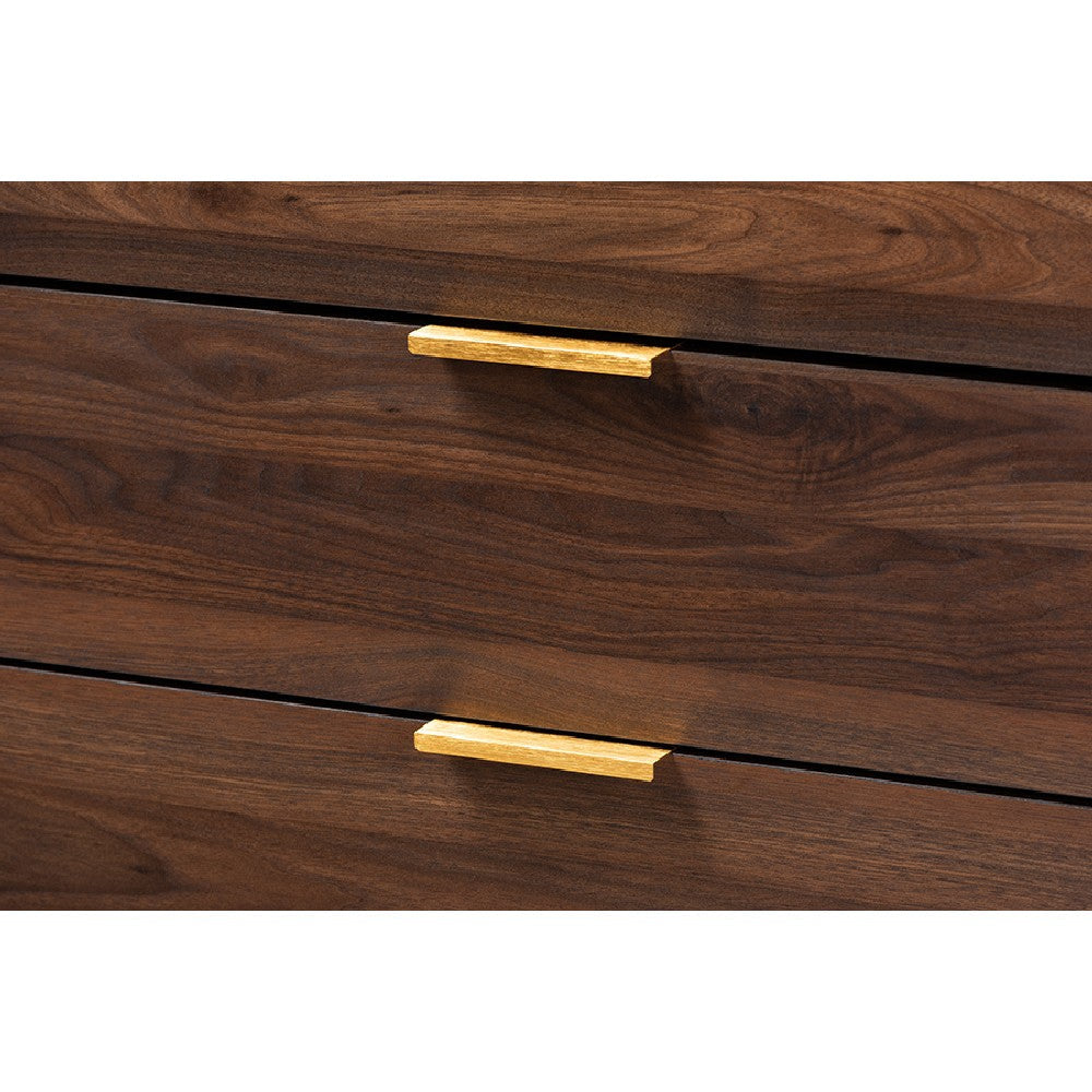 Baxton Studio Lena Mid-Century Modern Walnut Brown Finished 5-Drawer Wood Chest WHI-LV4COD4232WI-Columbia-5DW-Chest