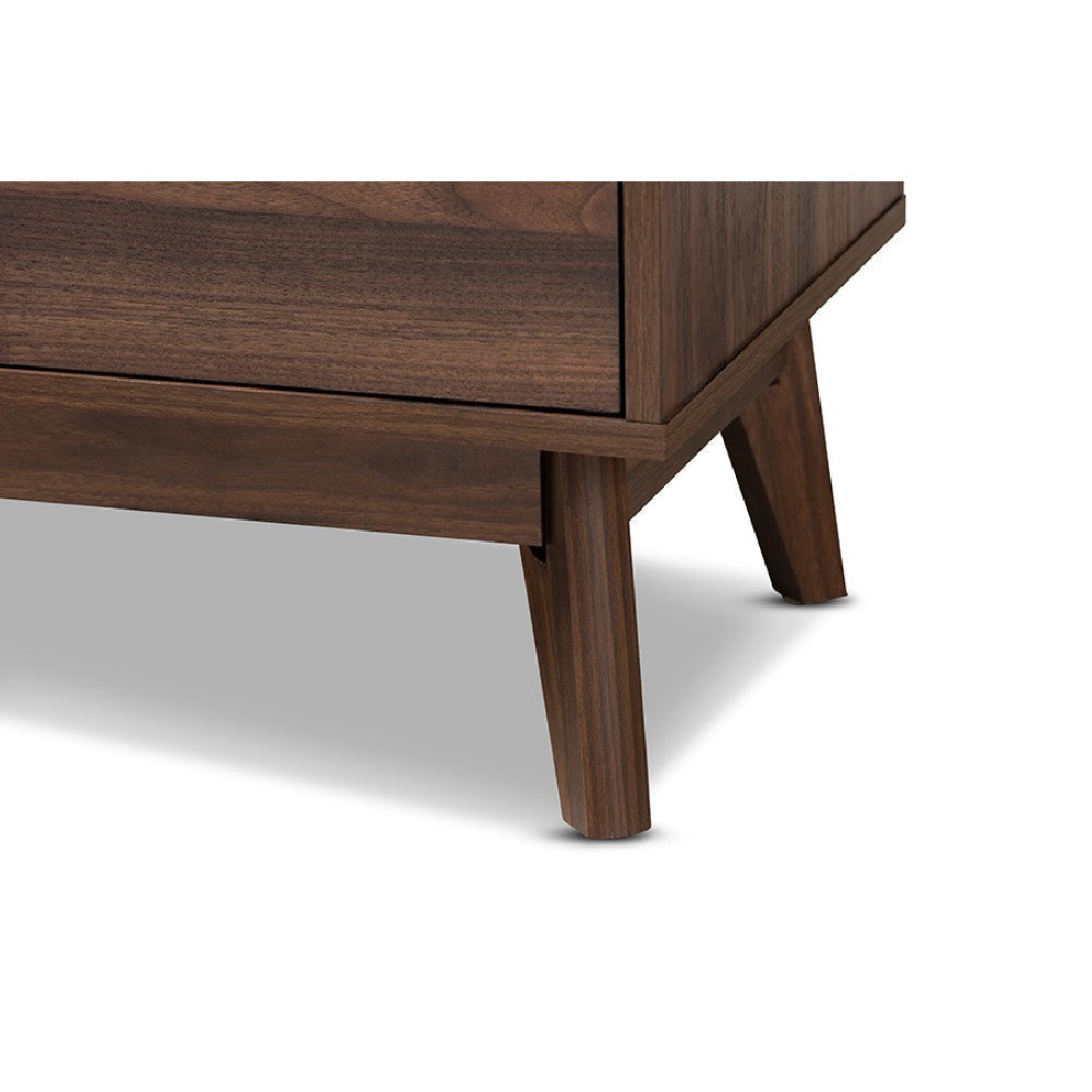 Baxton Studio Lena Mid-Century Modern Walnut Brown Finished 5-Drawer Wood Chest WHI-LV4COD4232WI-Columbia-5DW-Chest