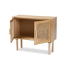 Baxton Studio Maclean Mid-Century Modern Rattan and Natural Brown Finished Wood 2-Door Sideboard Buffet