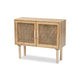 Baxton Studio Maclean Mid-Century Modern Rattan and Natural Brown Finished Wood 2-Door Sideboard Buffet