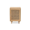 Baxton Studio Maclean Mid-Century Modern Rattan and Natural Brown Finished Wood 1-Door End Table WHI-LYA20-104-Natural-Wooden-ET