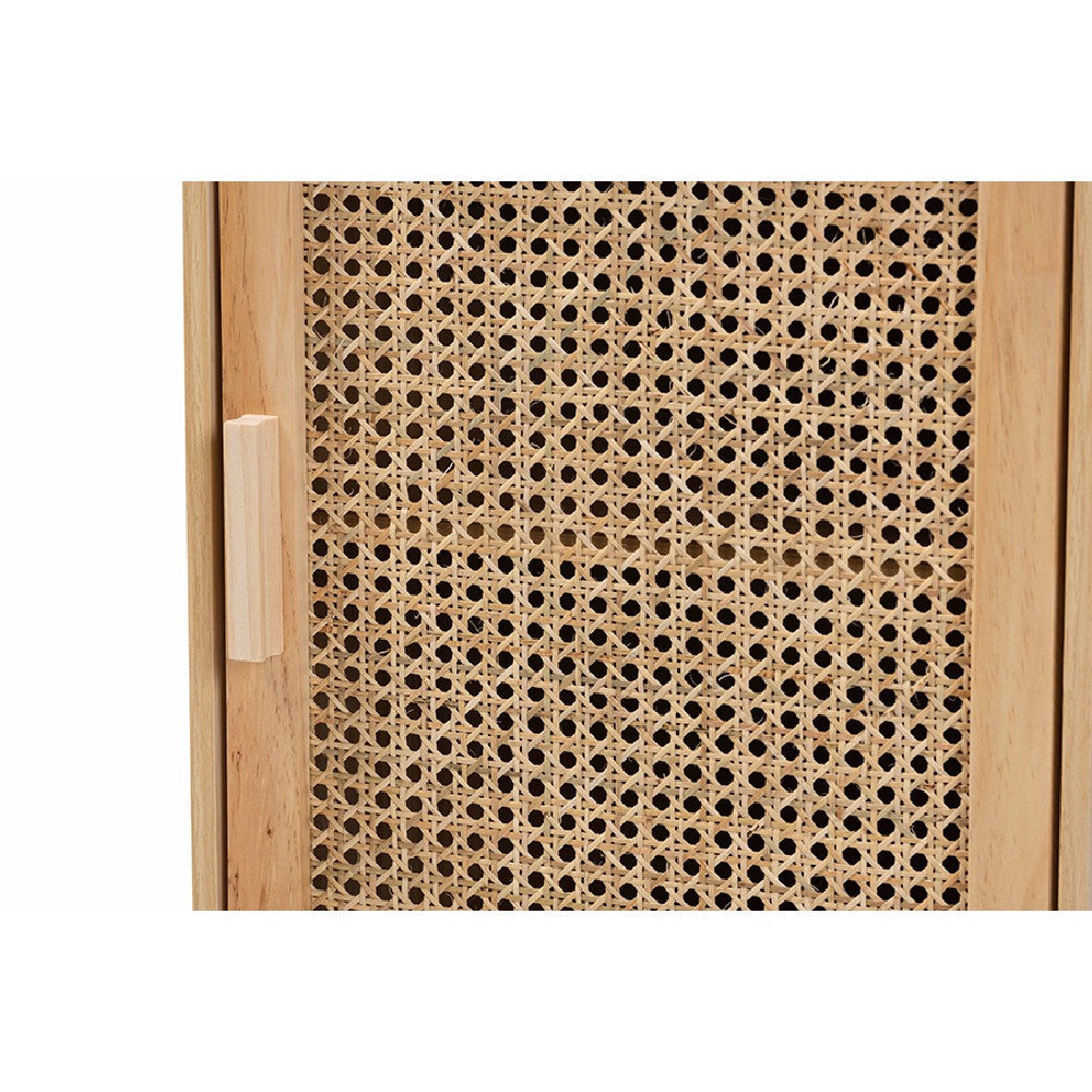 Baxton Studio Maclean Mid-Century Modern Rattan and Natural Brown Finished Wood 1-Door End Table WHI-LYA20-104-Natural-Wooden-ET
