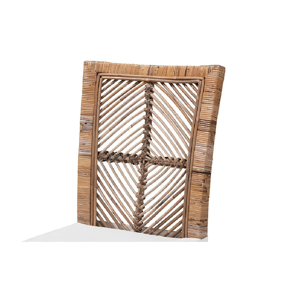 bali & pari Laluna Modern Bohemian Greywashed Natural Rattan and Mahogany Dining Chair with Cushion WHI-Laluna-Grey-Natural-Rattan-DC